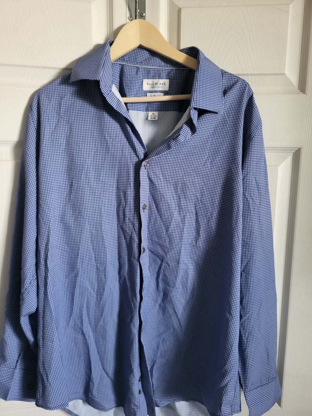 bill blass Blue Micro-Check Dress Shirt